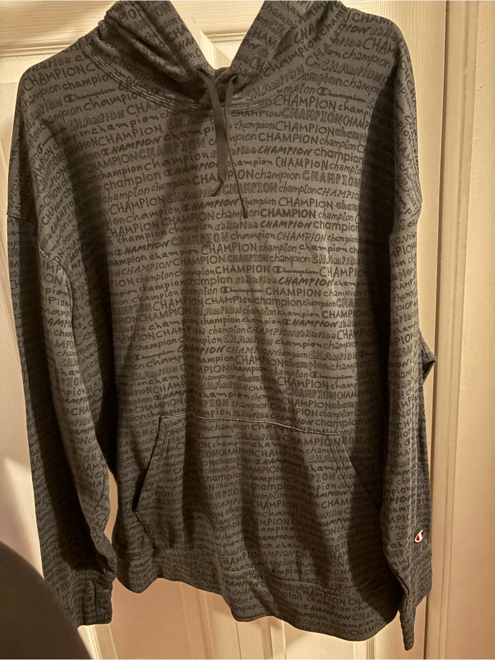 Champion Charcoal with Black Pullover Hoodie with Branded Chest Logo